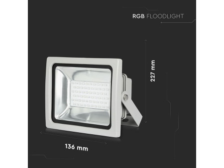SKU 5755 VT-4732 V-TAC Faro LED SMD 30W con Telecomando RF Grigio RGB IP65
