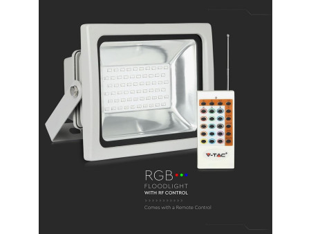 SKU 5755 VT-4732 V-TAC Faro LED SMD 30W con Telecomando RF Grigio RGB IP65