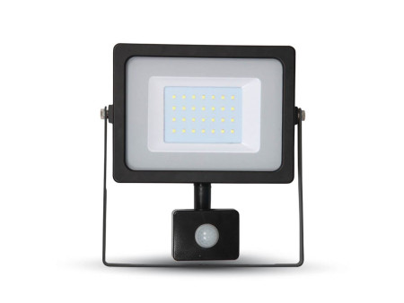SKU 5819 VT-4933 V-TAC Faro LED SMD 30W con Sensore PIR Nero 3000K IP44