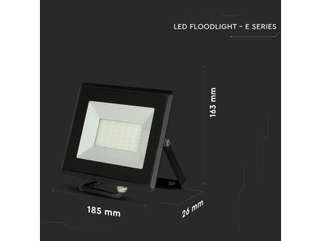 SKU 5952 VT-4031 V-TAC Faro LED SMD 30W E-Series Nero 3000K IP65