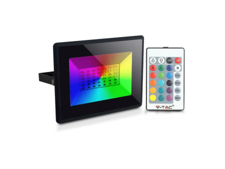 SKU 5995 VT-4932 V-TAC Faro LED SMD 30W con Telecomando Infrarossi Nero RGB IP65 Dimmerabile