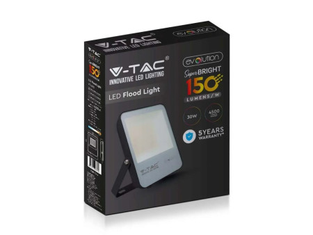 SKU 6702 VT-4931 V-TAC Faro LED SMD 30W 160LM/W Nero 4000K IP65