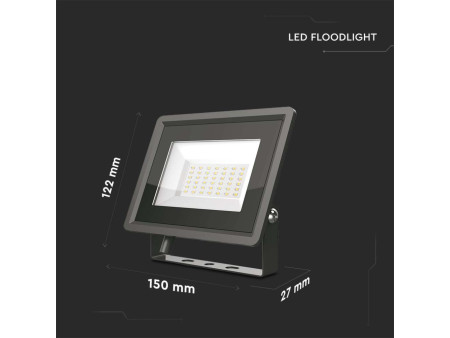 SKU 6744 VT-4934-B V-TAC Faro LED SMD 30W F-Series con Driver IC Integrato Nero 4000K IP65
