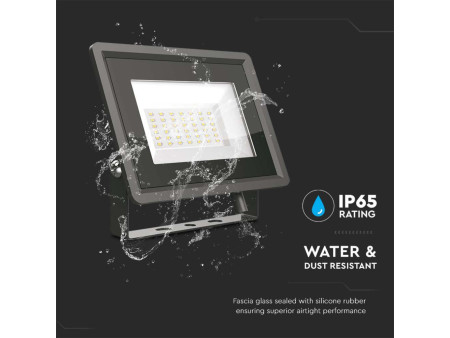 SKU 6744 VT-4934-B V-TAC Faro LED SMD 30W F-Series con Driver IC Integrato Nero 4000K IP65