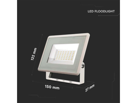 SKU 6748 VT-4934-W V-TAC Faro LED SMD 30W F-Series con Driver IC Integrato Bianco 6400K IP65