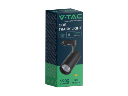 SKU 8078 VT-47030 V-TAC Faretto LED COB 30W per Binario Trifase Colore Nero 35° CRI90 CCT 3in1