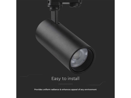 SKU 8078 VT-47030 V-TAC Faretto LED COB 30W per Binario Trifase Colore Nero 35° CRI90 CCT 3in1
