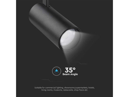 SKU 8078 VT-47030 V-TAC Faretto LED COB 30W per Binario Trifase Colore Nero 35° CRI90 CCT 3in1