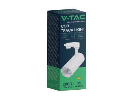 SKU 8142 VT-47030 V-TAC Faretto LED COB 30W per Binario Trifase Colore Bianco 35° CRI90 CCT 3in1