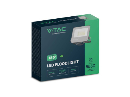 SKU 9891 VT-4435 V-TAC PRO Faro LED SMD 30W 185LM/W Nero 6500K IP65