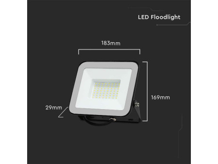 SKU 10026 VT-44050 V-TAC PRO Faro LED SMD Chip Samsung 50W Nero 6500K IP65