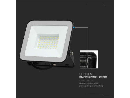SKU 10026 VT-44050 V-TAC PRO Faro LED SMD Chip Samsung 50W Nero 6500K IP65