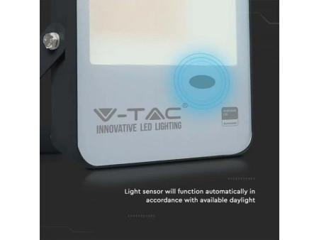 SKU 20174 VT-57 V-TAC PRO Faro LED SMD Chip Samsung 50W 100LM/W con Sensore Crepuscolare Nero 6500K IP65