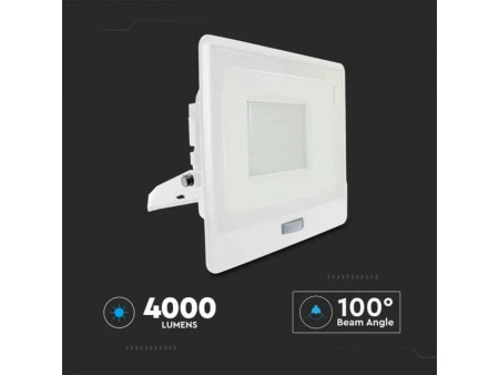 SKU 20278 VT-158S V-TAC PRO Faro LED SMD Chip Samsung 50W con Sensore PIR Bianco 4000K IP65