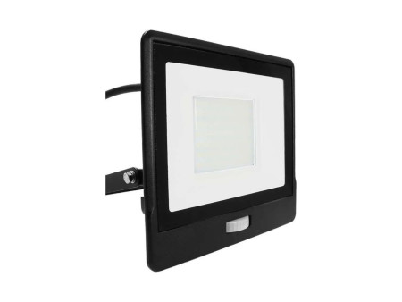 SKU 20291 VT-158S-1 V-TAC PRO Faro LED SMD Chip Samsung 50W con Sensore PIR Cavo 1m Nero 6500K IP65