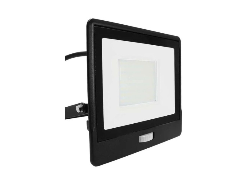 SKU 20290 VT-158S-1 V-TAC PRO Faro LED SMD Chip Samsung 50W con Sensore PIR Cavo 1m Nero 4000K IP65