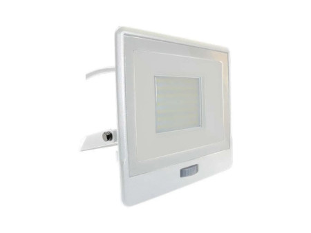 SKU 20301 VT-158S-1 V-TAC PRO Faro LED SMD Chip Samsung 50W con Sensore PIR Cavo 1m Bianco 3000K IP65