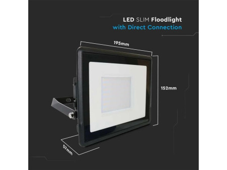 SKU 20314 VT-158 V-TAC PRO Faro LED SMD Chip Samsung 50W Nero 4000K IP65