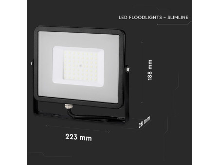 SKU 21407 VT-50-B V-TAC PRO Faro LED SMD Chip Samsung 50W Nero 4000K IP65