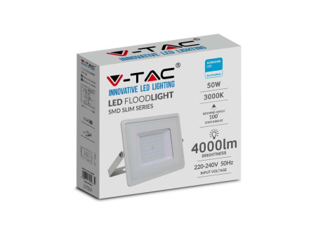 SKU 21410 VT-50-W V-TAC PRO Faro LED SMD Chip Samsung 50W Bianco 4000K IP65