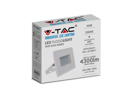 SKU 215961 VT-4051 V-TAC Faro LED SMD 50W E-Series G2 Bianco 3000K IP65