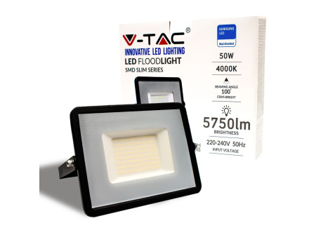 SKU 21760 VT-56-B V-TAC PRO Faro LED SMD Chip Samsung 50W 115LM/W Nero 4000K IP65