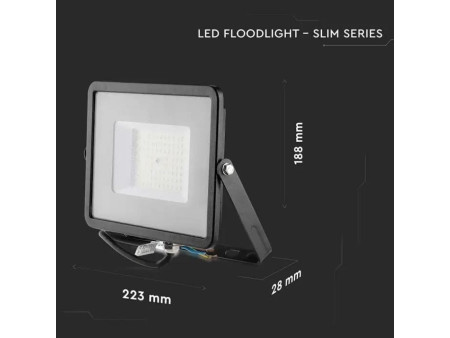SKU 21761 VT-56 V-TAC PRO Faro LED SMD Chip Samsung 50W 115LM/W Nero 6500K IP65