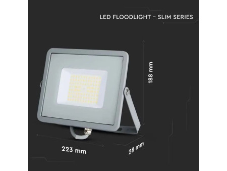 SKU 21764 VT-56-G V-TAC PRO Faro LED SMD Chip Samsung 50W 115LM/W Grigio 4000K IP65