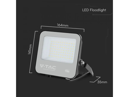 SKU 231996 VT-4455 V-TAC PRO Faro LED SMD Chip CREE 50W 135LM/W Slim Cavo 15cm Nero 3000K IP65
