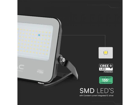 SKU 231996 VT-4455 V-TAC PRO Faro LED SMD Chip CREE 50W 135LM/W Slim Cavo 15cm Nero 3000K IP65