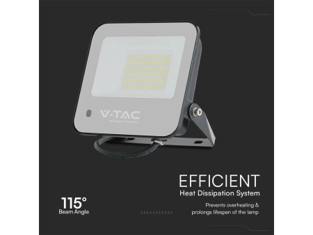 SKU 23463 VT-44053 V-TAC Faro LED SMD 50W con Telecomando Driver Integrato Nero/Grigio RGB+6500K IP65