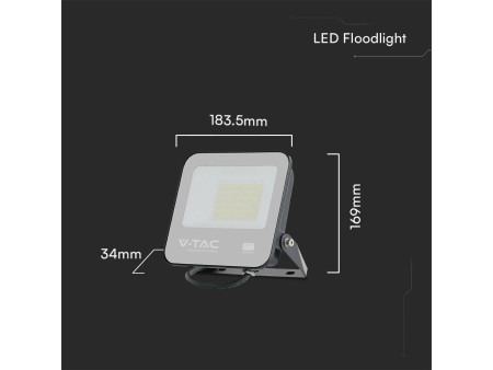 SKU 23600 VT-44055 V-TAC PRO Faro LED SMD Chip Samsung 50W Nero 6500K IP65