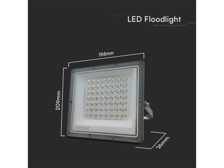 SKU 23614 VT-44050CCT V-TAC Faro LED SMD 50W Driver IC Integrato e LED Sostituibili Grigio Scuro CCT IP65