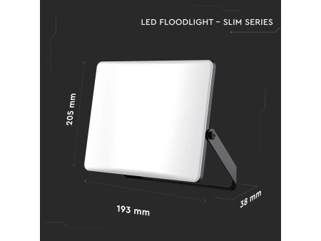 SKU 23768 VT-44056CCT V-TAC Faro LED SMD 50W Slim con Diffusore Opalino e Driver Integrato Nero CCT IP65