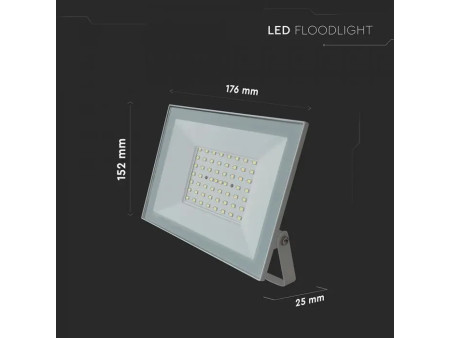 SKU 23989 VT-44054 V-TAC Faro LED SMD 50W Slim E-Series con Driver Integrato Bianco 6500K IP65