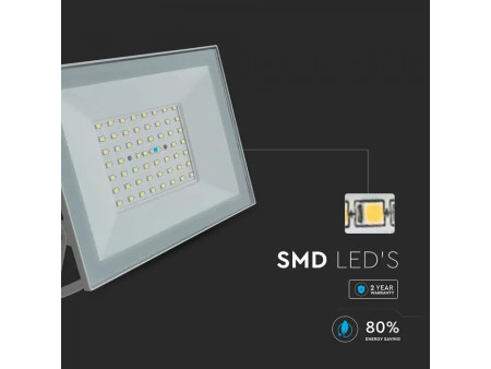 SKU 23987 VT-44054 V-TAC Faro LED SMD 50W Slim E-Series con Driver Integrato Bianco 4000K IP65