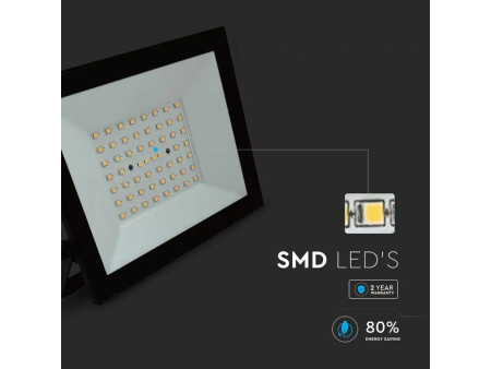 SKU 23995 VT-44054 V-TAC Faro LED SMD 50W Slim E-Series con Driver Integrato Nero 3000K IP65