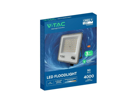SKU 240736 VT-44058CCT V-TAC PRO Faro LED SMD Chip CREE 50W Driver Integrato Nero CCT IP65