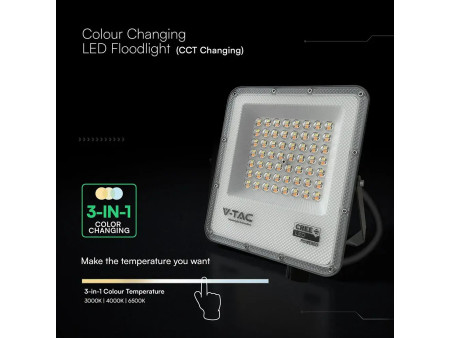 SKU 240736 VT-44058CCT V-TAC PRO Faro LED SMD Chip CREE 50W Driver Integrato Nero CCT IP65