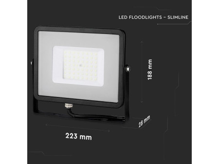 SKU 406 VT-50-B V-TAC PRO Faro LED SMD Chip Samsung 50W Nero 3000K IP65