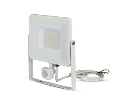 SKU 467 VT-50-S-W V-TAC PRO Faro LED SMD Chip Samsung 50W con Sensore PIR/Crepuscolare e Interruttore Bianco 4000K IP65