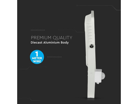 SKU 467 VT-50-S-W V-TAC PRO Faro LED SMD Chip Samsung 50W con Sensore PIR/Crepuscolare e Interruttore Bianco 4000K IP65