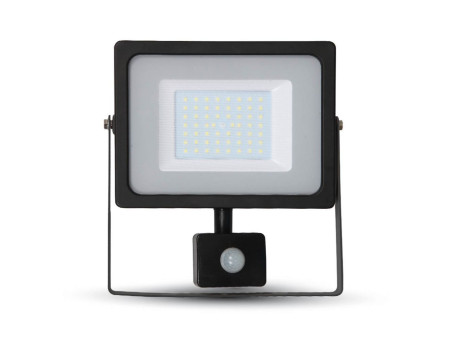 SKU 5837 VT-4955 V-TAC Faro LED SMD 50W con Sensore PIR Nero 3000K IP44