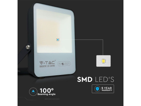 SKU 5918 VT-4961 V-TAC Faro LED SMD 50W 160LM/W Nero 4000K IP65