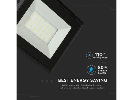 SKU 5960 VT-4051 V-TAC Faro LED SMD 50W E-Series Nero 6500K IP65