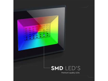 SKU 5996 VT-4952 V-TAC Faro LED SMD 50W con Telecomando Infrarossi Nero RGB IP65 Dimmerabile