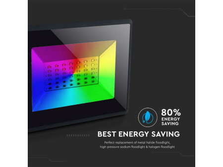 SKU 5996 VT-4952 V-TAC Faro LED SMD 50W con Telecomando Infrarossi Nero RGB IP65 Dimmerabile