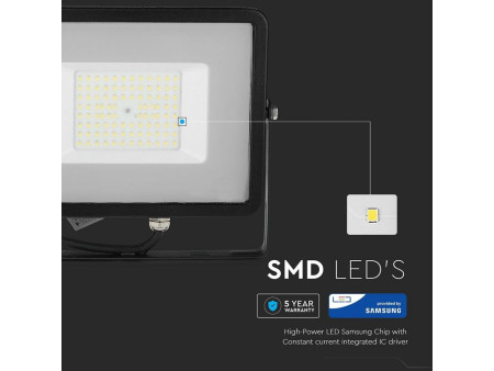 SKU 761 VT-56-B V-TAC PRO Faro LED SMD Chip Samsung 50W 120LM/W Nero 6400K IP65
