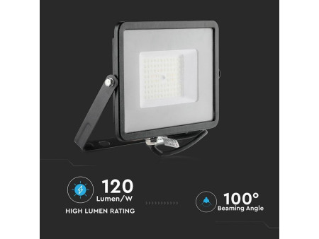 SKU 761 VT-56-B V-TAC PRO Faro LED SMD Chip Samsung 50W 120LM/W Nero 6400K IP65