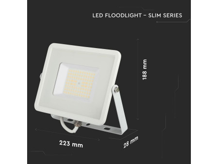 SKU 762 VT-56-W V-TAC PRO Faro LED SMD Chip Samsung 50W 120LM/W Bianco 4000K IP65